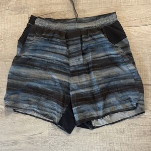 Striped Blue and Black Lululemon Athletic Shorts